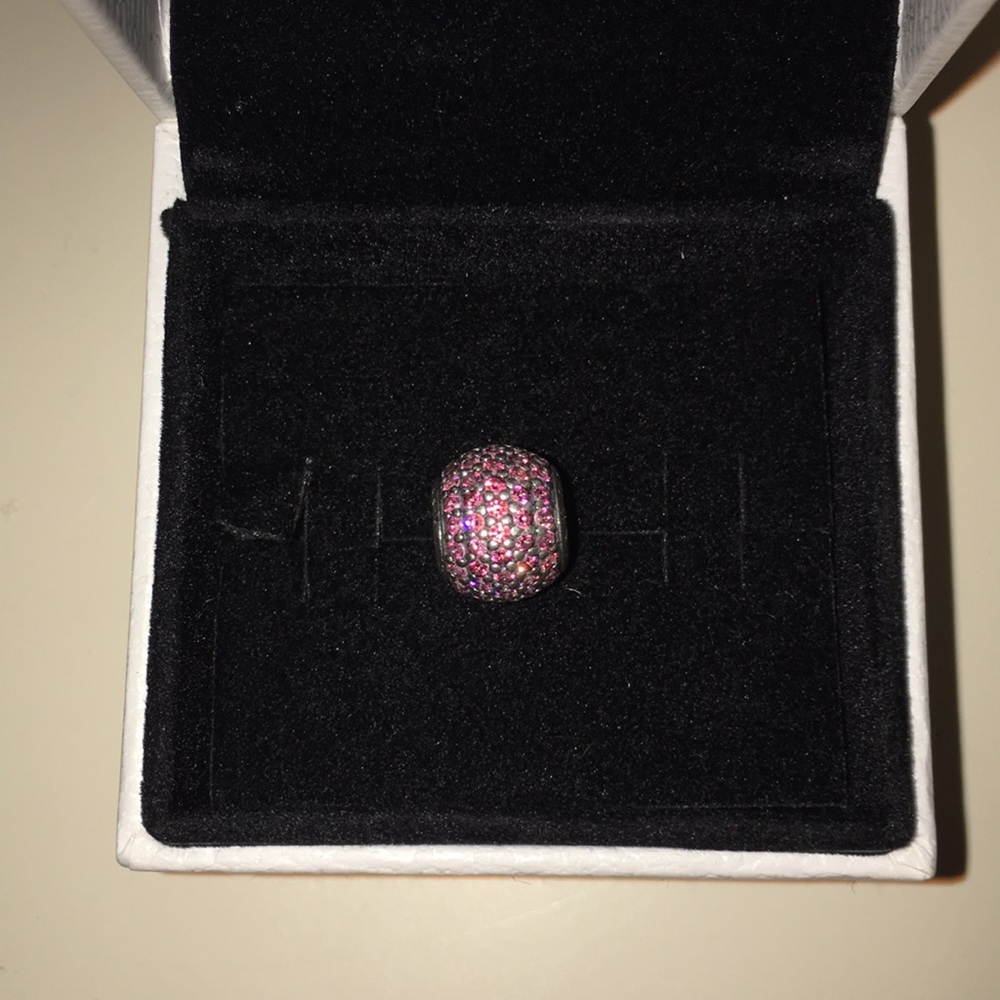Pandora Páve Lights Charm hot pink and light pink.